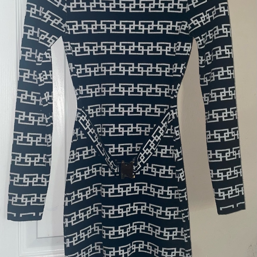 Chic Black and White Patterned Dress